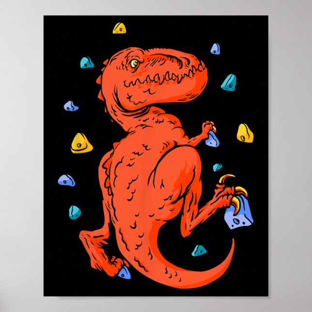 Affiche Escalade T-rex Dino Bouldering  (Devant)