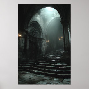 Affiche Escalier de Cathédrale Ancienne Brume Lumière
