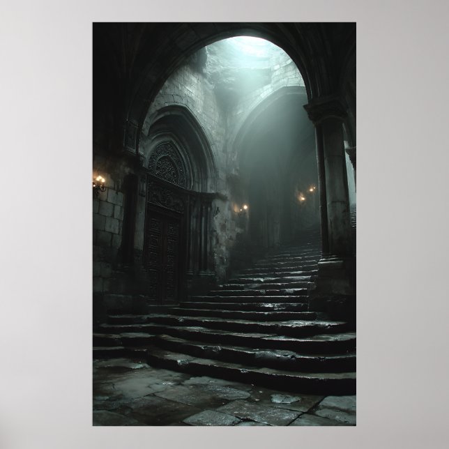 Affiche Escalier de Cathédrale Ancienne Brume Lumière (Devant)