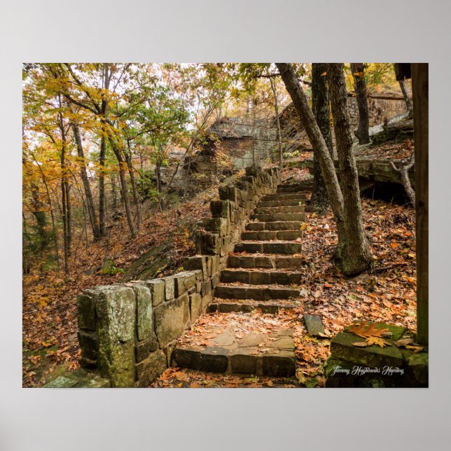 Affiche Escalier de pierre en automne - Heavener, Oklahoma (Devant)