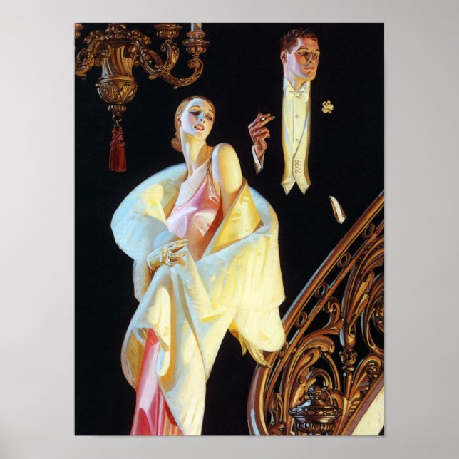 Affiche Escalier descendant en couple, 1923 par Leyendecke (Devant)