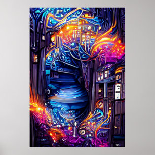 Affiche Escalier d'Imaginaire coloré