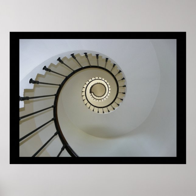 Affiche Escalier Spiral au Ciel Noir et Blanc (Devant)