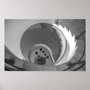 Affiche Escalier Spiral Photographique Noir Et Blanc