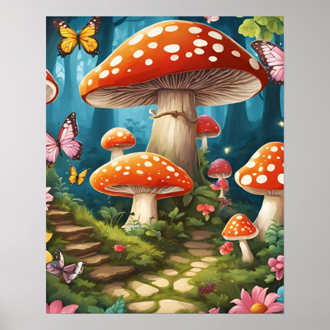 Affiche Escaliers de champignons magiques de la forêt ench (Devant)