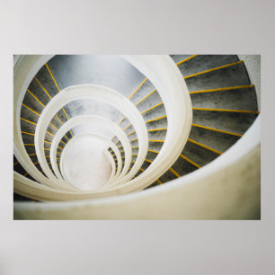 Affiche Escaliers noirs et blancs en spirale