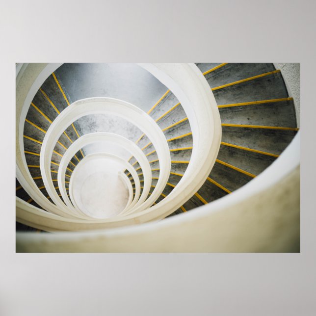 Affiche Escaliers noirs et blancs en spirale (Devant)