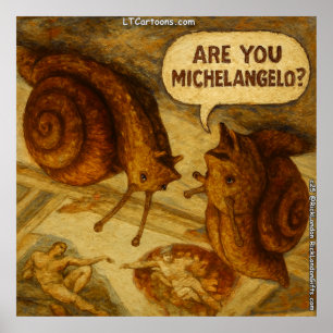 Affiche Escargot Curieux & Dessin Animé Parodique de Miche