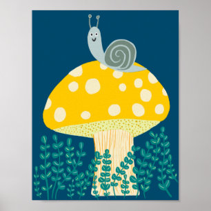 Affiche Escargot de Whimsical sur Cute de Champignons Magi