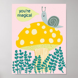 Affiche Escargot de Whimsical sur Magic Mushroom Cute CUST