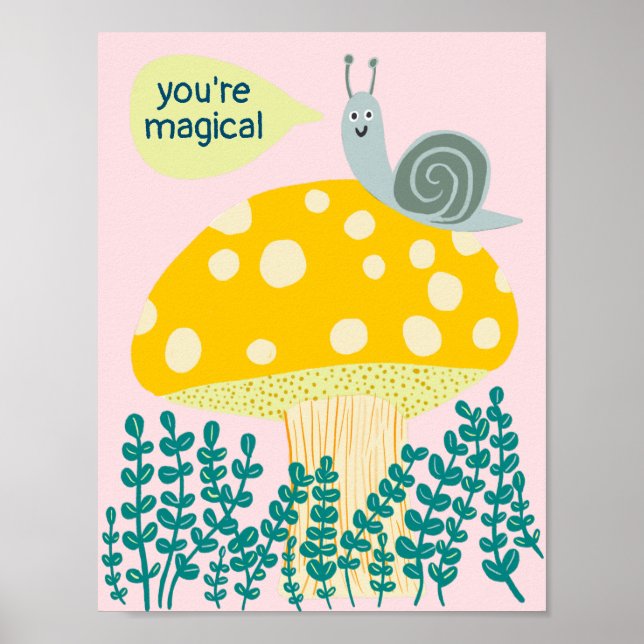 Affiche Escargot de Whimsical sur Magic Mushroom Cute CUST (Devant)