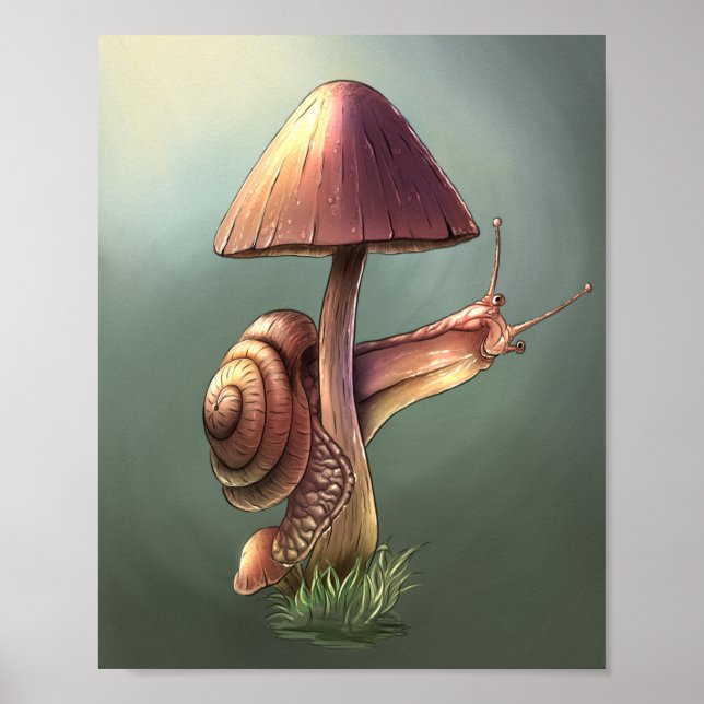 Affiche Escargot sur le champignon (Devant)
