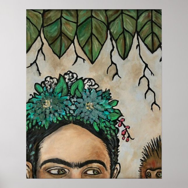 Affiche Escondida Frida Kahlo Singe Portrait (Devant)