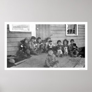 Affiche Eskimo Kids & Puppies 1904