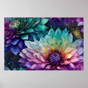 Affiche Espace coloré Dahlia Fleur