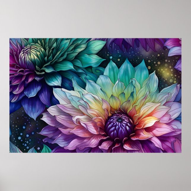 Affiche Espace coloré Dahlia Fleur (Devant)