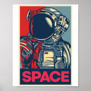 Affiche Espace coloré des astronautes modernes