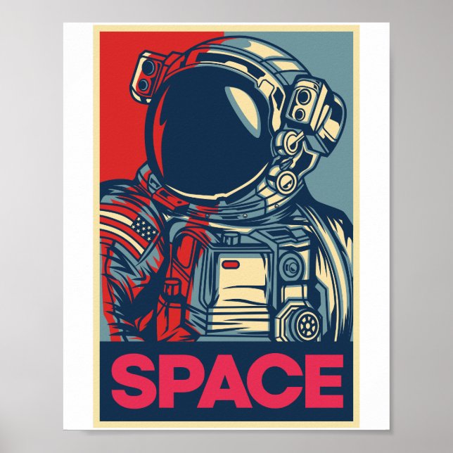 Affiche Espace coloré des astronautes modernes (Devant)