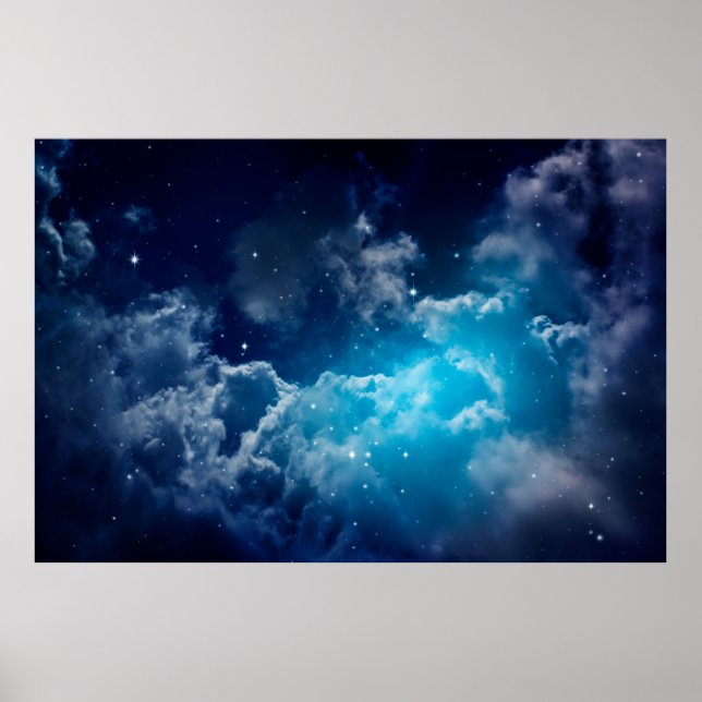 Affiche Espace de ciel nocturne avec nuage et étoilesciel, (Devant)