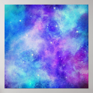 Affiche Espace de galaxie violet et bleu Abstrait