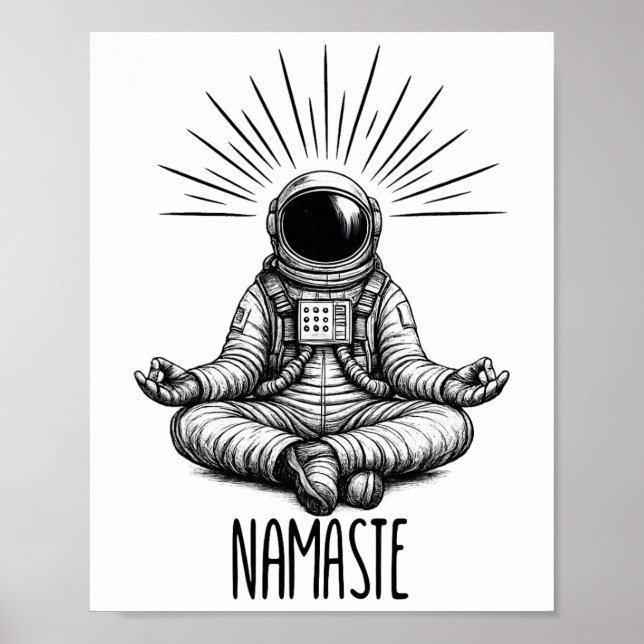 Affiche Espace de méditation de yoga d'astronaute Namaste  (Devant)