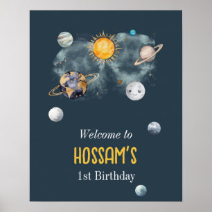 Affiche Espace Extérieur Anniversaire Galaxie Soleil Lune