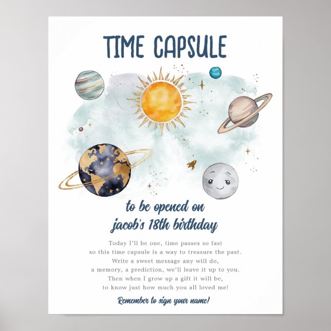 Affiche Espace Extérieur Anniversaire Galaxie Soleil Lune  (Devant)