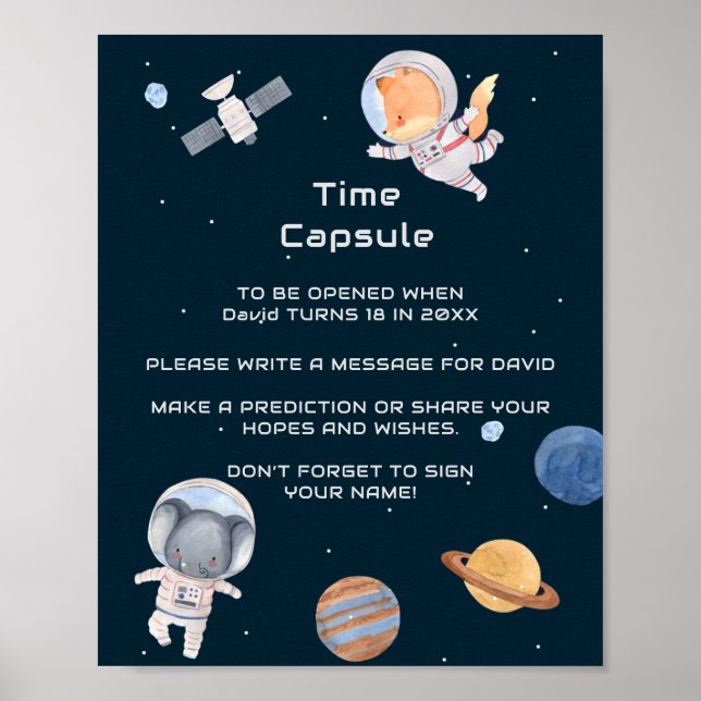 Affiche Espace : Planètes et astronautes Capsule de temps (Devant)