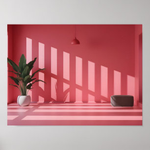 Affiche Espace rose minimaliste : lumière et ombre