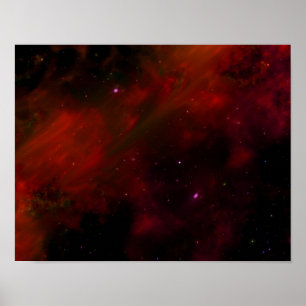 AFFICHE ESPACE ROUGE GALAXY STARS FUTURISTIQUE ROUGE NOIR