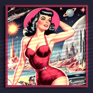 Affiche Espace Sci-fi Pin-up