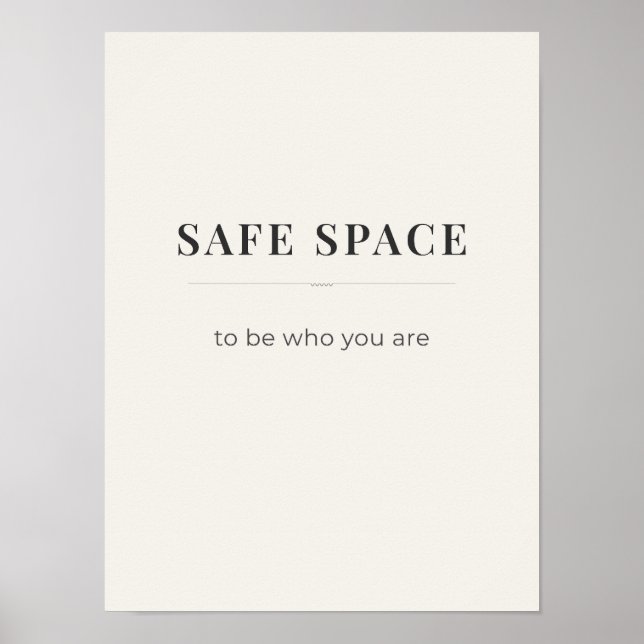 Affiche Espace Sûr Pour Être Soi-même - couleur be (Devant)