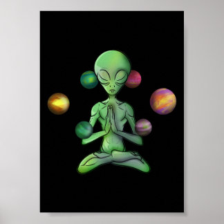 Affiche Espace Yoga Alien spirituel Méditation