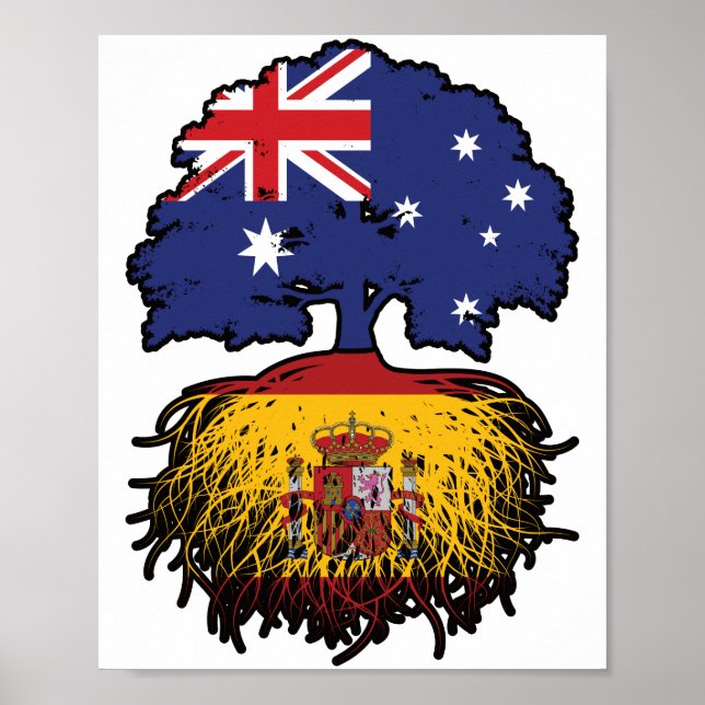 Affiche Espagne Australie Australie drapeau des racines de (Devant)
