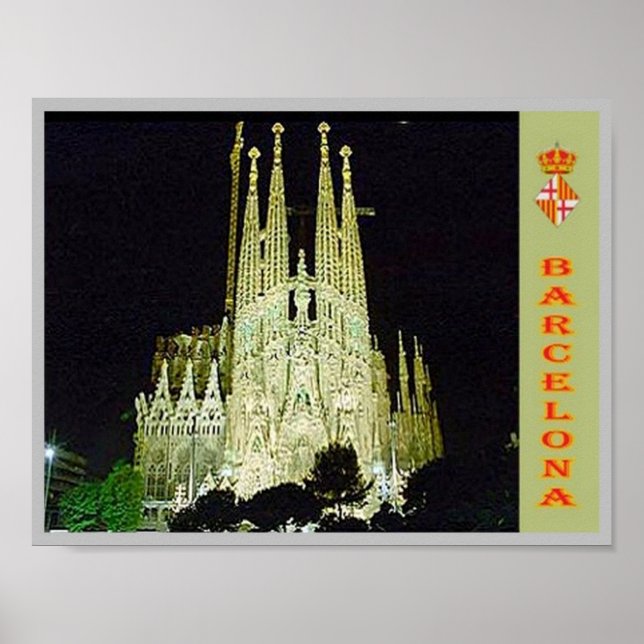 Affiche Espagne - Barcelone - Basilique Sagrada Familia - (Devant)