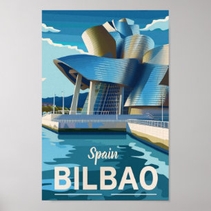 Affiche Espagne Bilbao Vintage Lieu de voyage célèbre