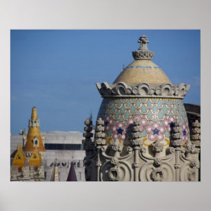 Affiche Espagne, Catalogne, Barcelone. Le toit de Barcelon