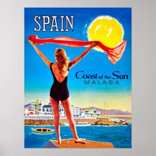 Affiche Espagne, Côte du soleil Malaga