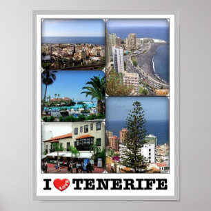 Affiche Espagne - Îles Canaries - Tenerife - I Love -