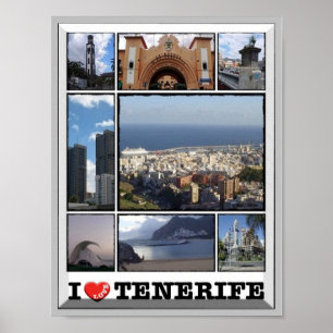 Affiche Espagne - Îles Canaries - Tenerife - I Love -