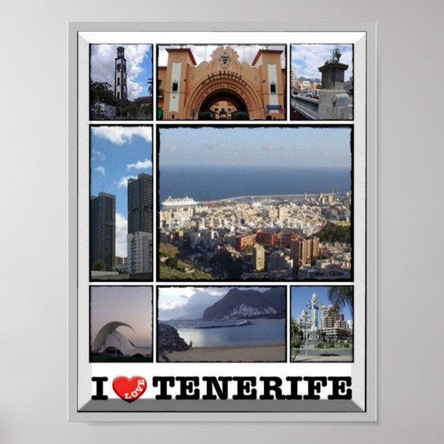 Affiche Espagne - Îles Canaries - Tenerife - I Love - (Devant)