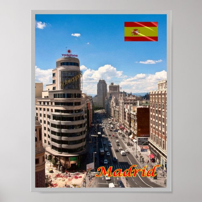 Affiche Espagne - Madrid - Centre-ville Avenue - (Devant)