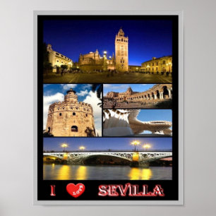 Affiche Espagne - Sevilla - I Love -
