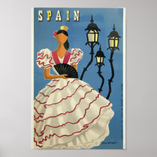 Affiche Espagne Vintage voyage de danseuse flamenco