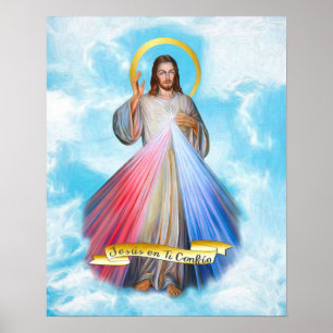 Affiche Espagnol Jésus Divina Misericordia Cielo Azul