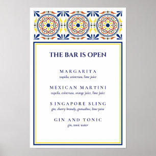 Affiche Espagnol Marine Tile Jaune Signature Cocktail VF