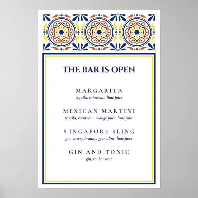 Affiche Espagnol Marine Tile Jaune Signature Cocktail VF (Devant)