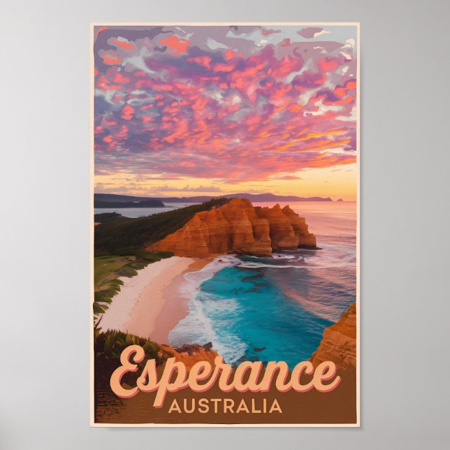 Affiche Esperance Australie Illustration Voyage Art Retro (Devant)