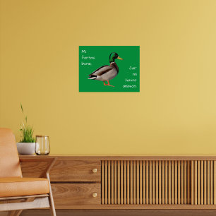 Affiche Espéranto : Je vais bien, car j'ai un canard.