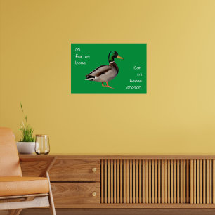 Affiche Espéranto : Je vais bien, car j'ai un canard.